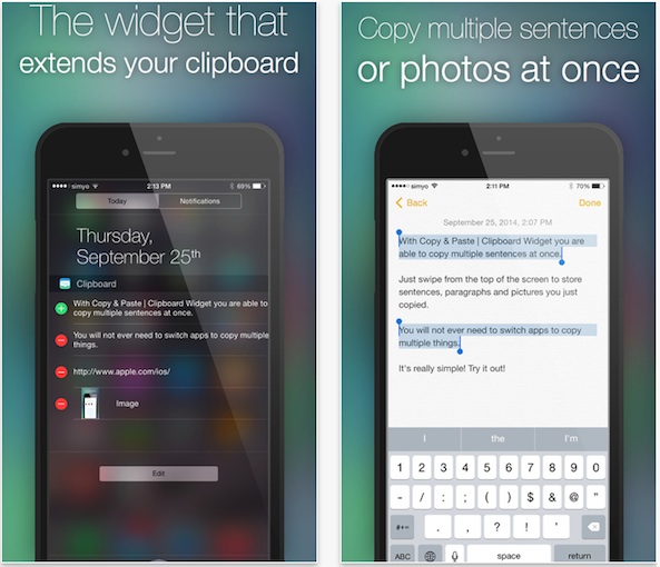 Copy and Paste Clipboard Widget iOS app iPhonecaptain iOS 10